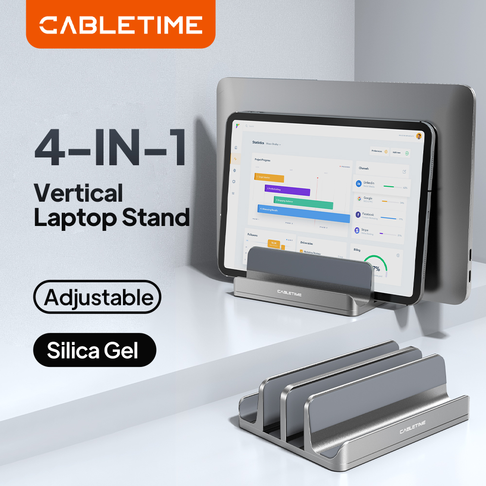 Vertical Laptop Stand - CABLETIME Verticale laptopstandaard Aluminium notebookstandaard voor