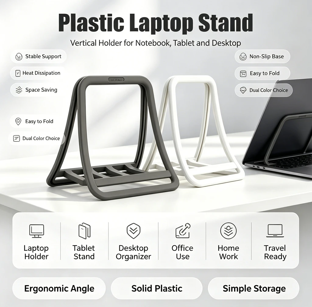 Desk Setup Mac - Verticale laptopstandaard, notebookhouder, dubbele sleuf, desktop
