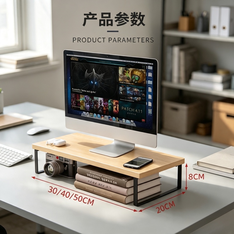 Desk Setup Home Office - Verhoogde monitorstandaard voor desktop, computeropbergorganizer voor