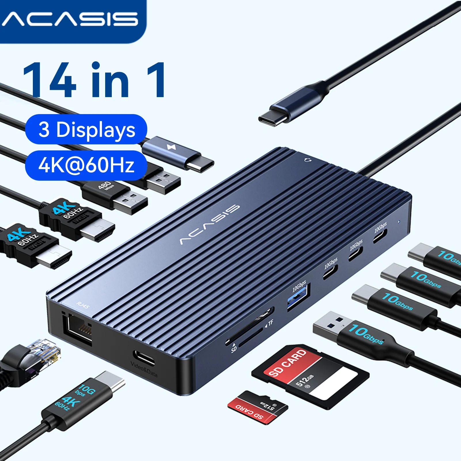 Desk Setup Mac - Acasis 14-in-1 USB-C dockingstation met driedubbele