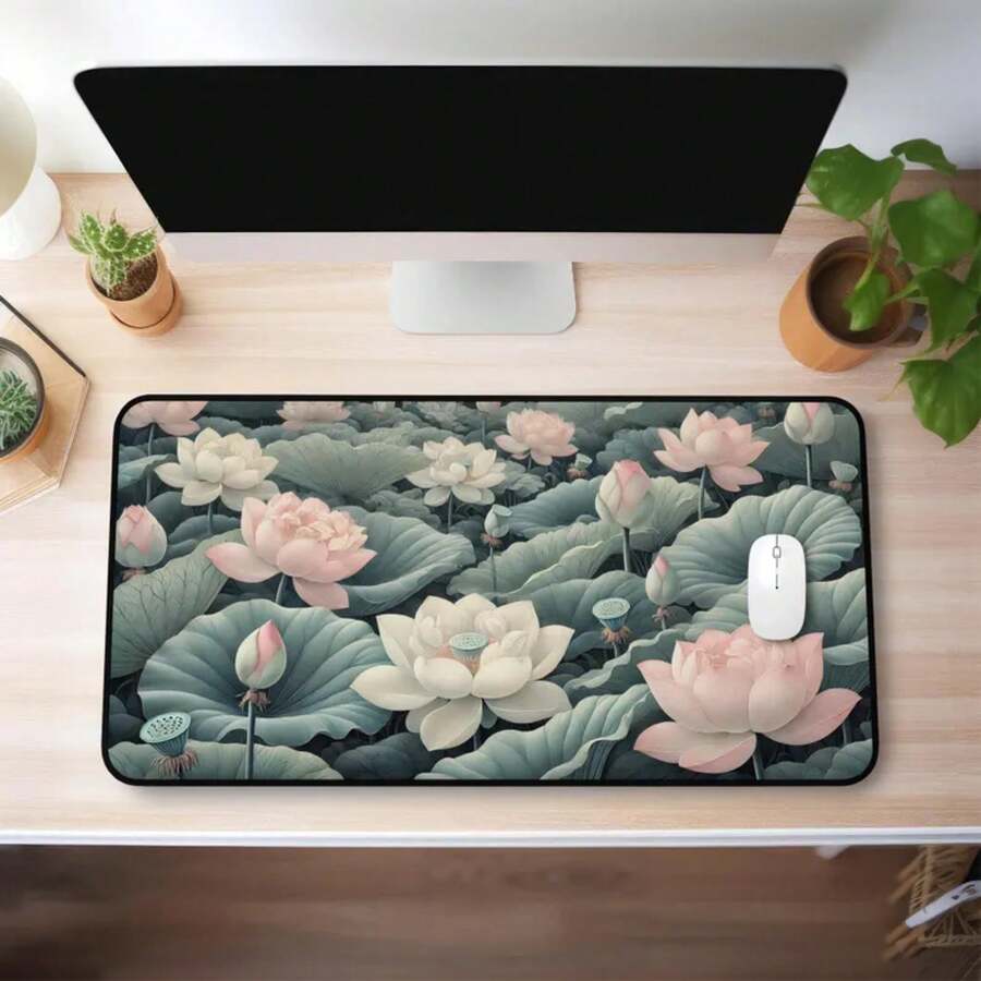 Desk Setup Inspiration - Grote lotusbloem bureaumat antislip muismat geïnspireerd