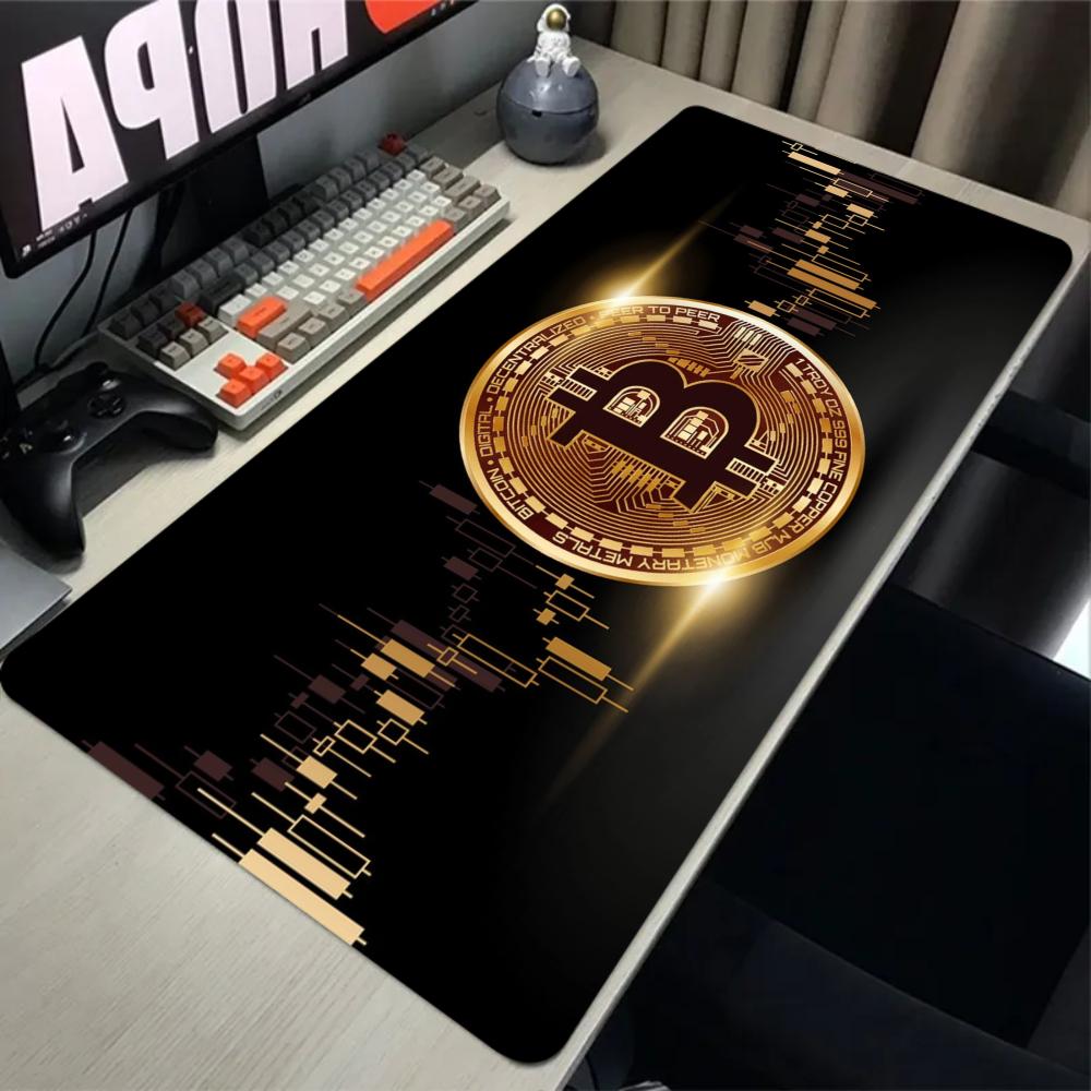 Desk Setup Black - Bitcoin Muismat Gamen Grote Muismat Antislip