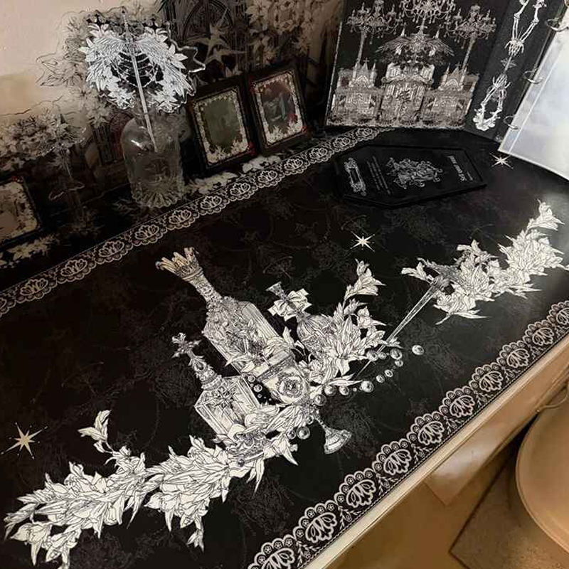 Desk Setup Black - Divine Realm Gotische Gebouw Muismat Extra