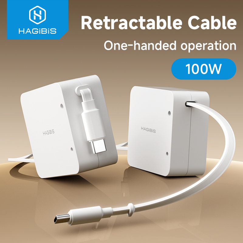 Desk Setup Mac - Hagibis intrekbare USB-C kabel 100W Type-C