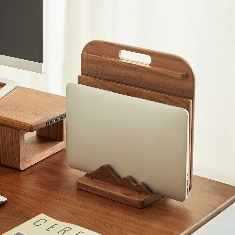 Vertical Laptop Stand - Houten laptopstandaard op maat, verticale opbergdock,