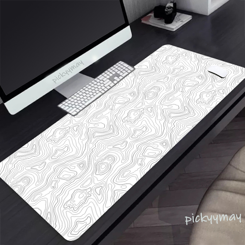 Desk Setup Black - Zwart En Wit Grote Muismat 100X50Cm