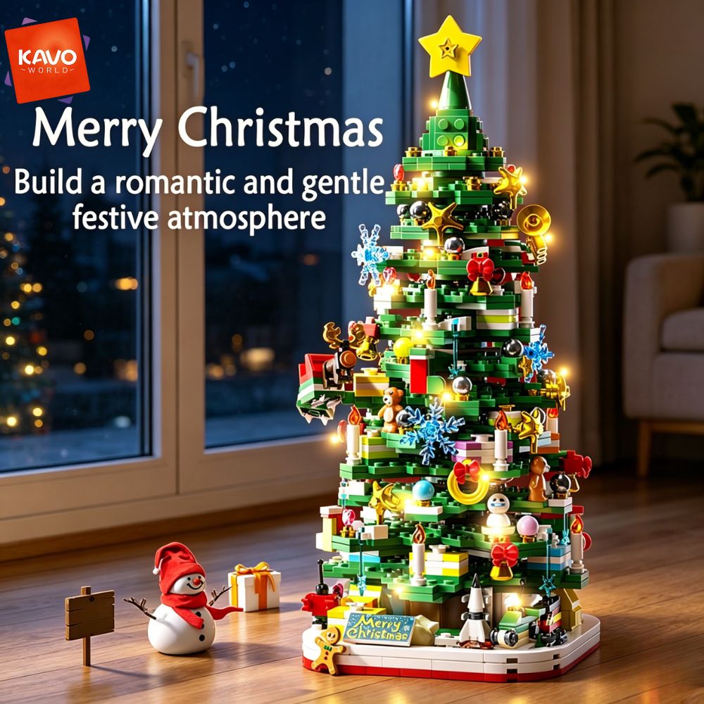 Desk Setup Lighting Ideas - KAVOWORLD 1024-delige Kerstboom Bouwstenen Set met
