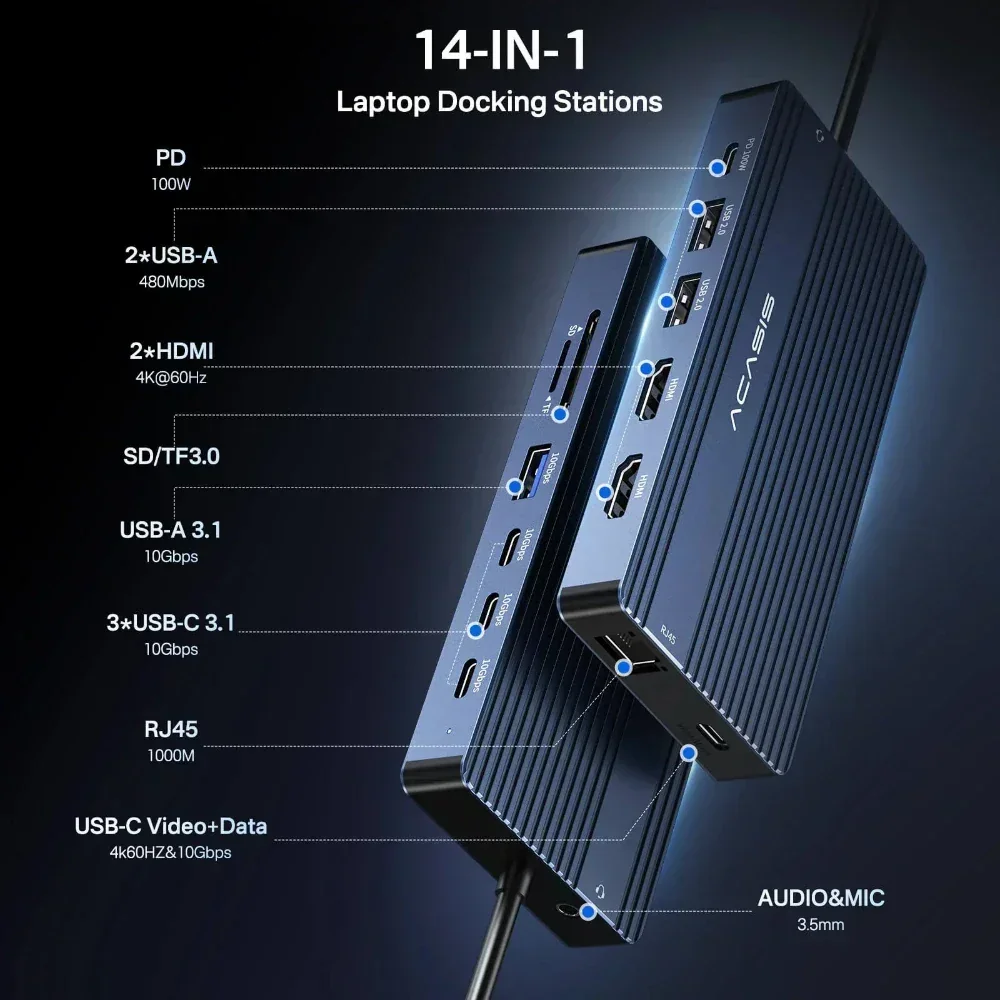 Acasis 14-in-1 USB-C dockingst - Desk Setup Mac recensie en prijs