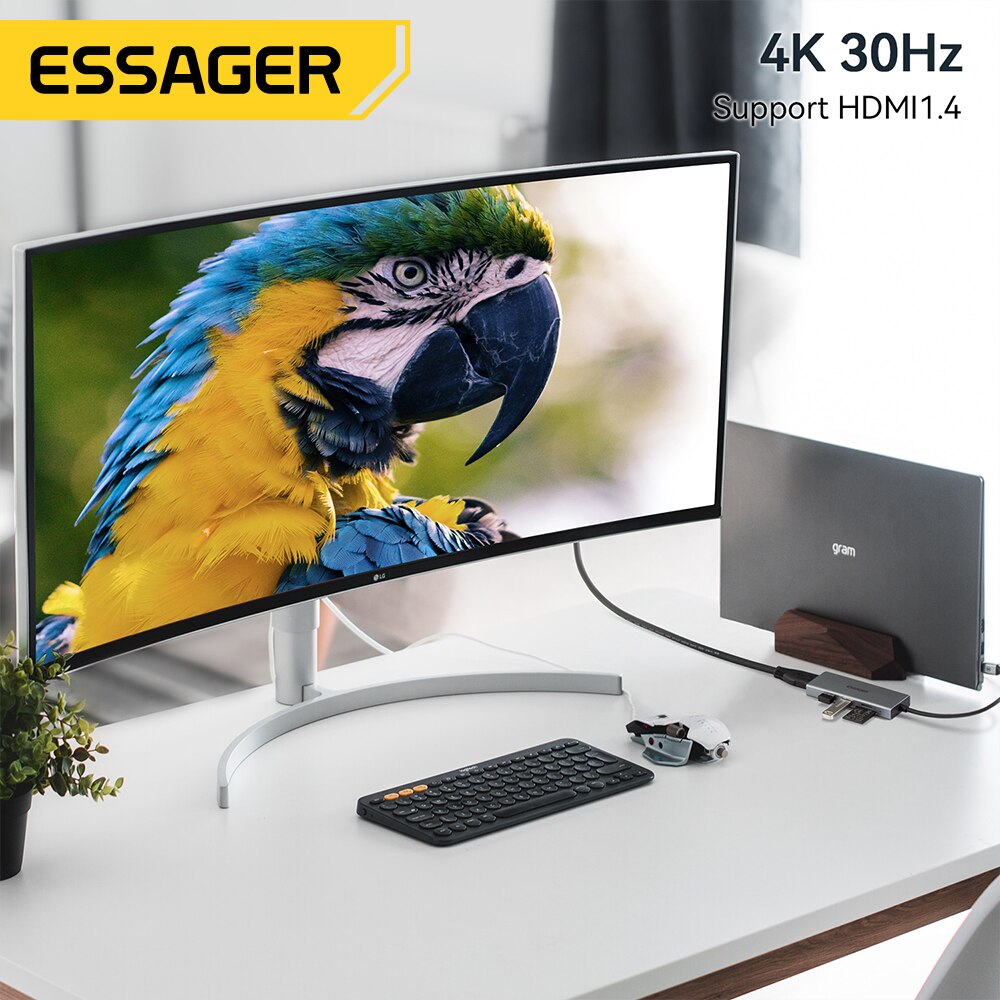 Essager 5 In 1 Usb C Hub HDMI- - Desk Setup Usb Hub recensie en prijs