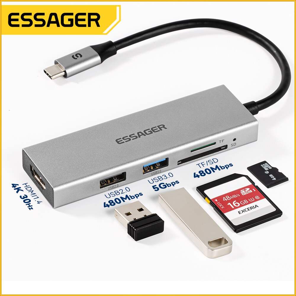 Essager 5 In 1 Usb C Hub HDMI- - Desk Setup Usb Hub recensie en prijs