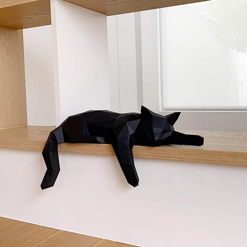 Zwart Wit Kat Standbeeld - Geo - Desk Setup Black recensie en prijs