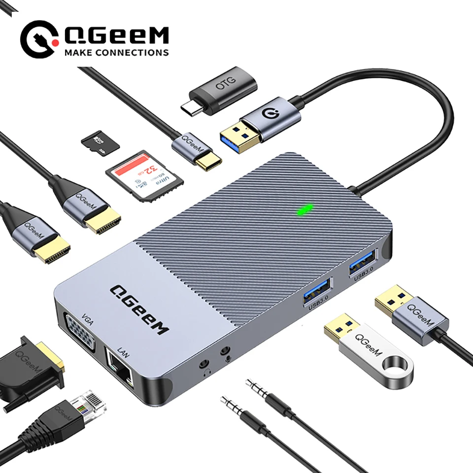QGeeM USB 3.0 dockingstation,  - Desk Setup Usb Hub recensie en prijs
