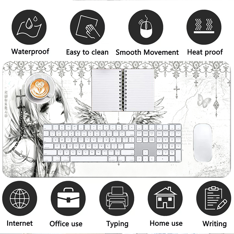 Leren muismat Zwart Wit Anime  - Desk Setup Black recensie en prijs
